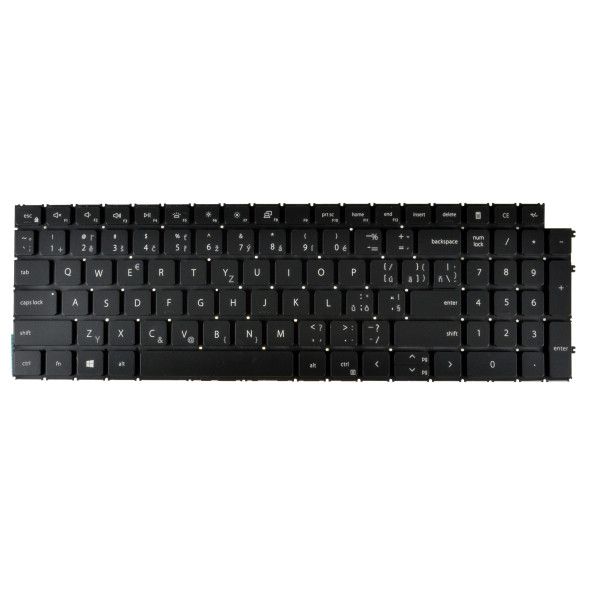 Dell Inspiron 15 3525 billentyűzet a laptopra, keret nélkül, fekete CZ/SK, háttérvilágítással