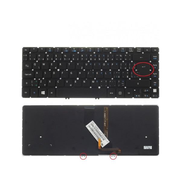 Acer Aspire V5-431 billentyűzet a laptopra, keret nélkül, fekete CZ/SK, háttérvilágítással