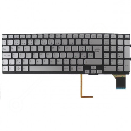 Sony Vaio VPC-SE2V9RB billentyűzet a laptopra, keret nélkül, ezüst CZ/SK, háttérvilágítással